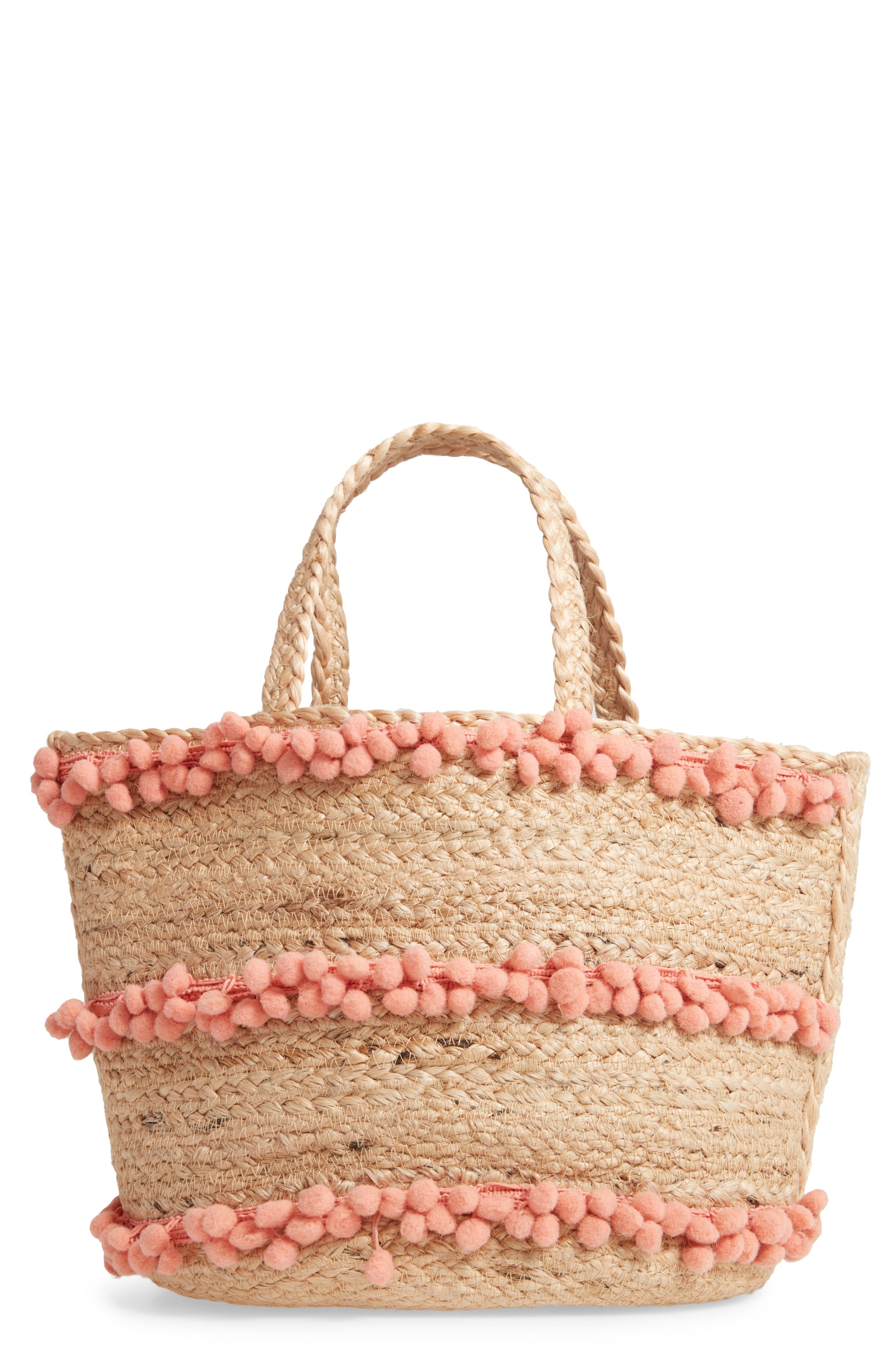 Aubrey Small Pompom Jute Tote | Nordstrom