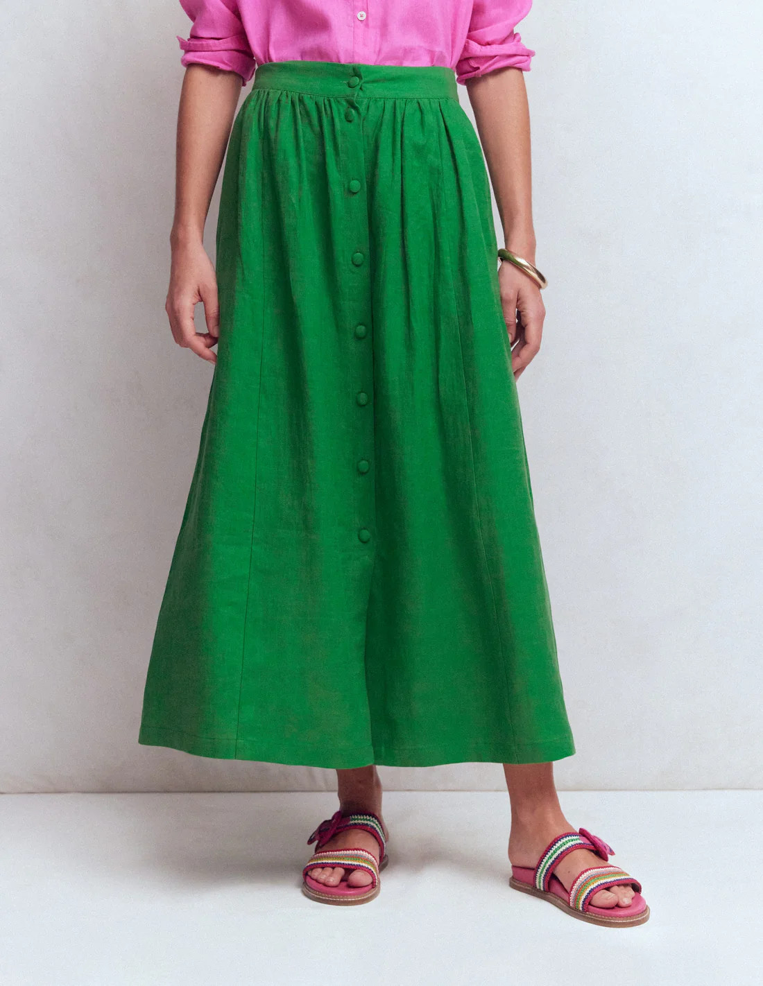 Emma Linen Maxi Skirt-Highland Green | Boden UK