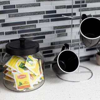 Home Basics Artisan 1.9 Liter Glass Jar with Top, Black | The Home Depot