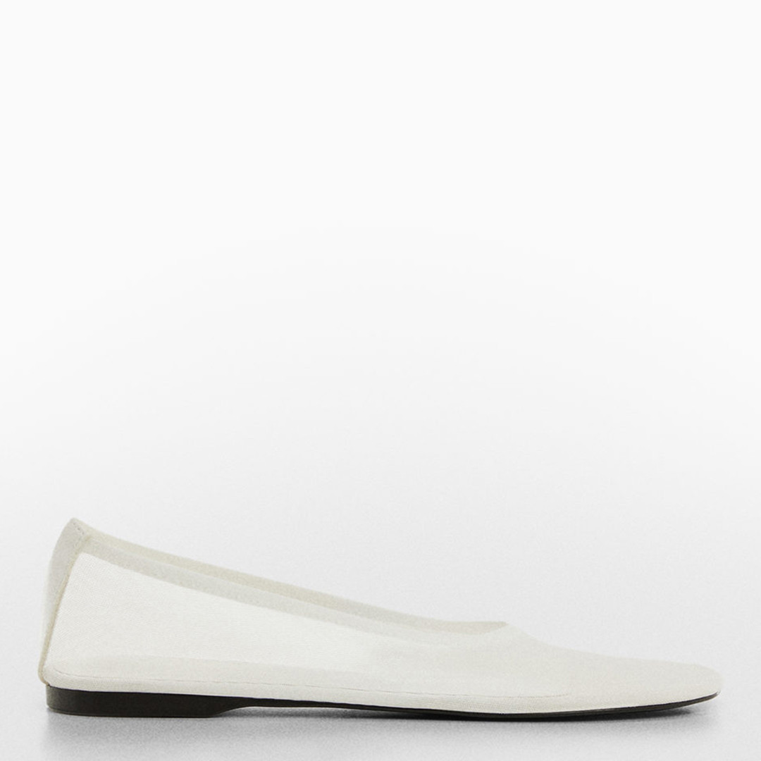 Mango White Semi-Trasparent Mesh Ballet Flats - Size 4 | BrandAlley