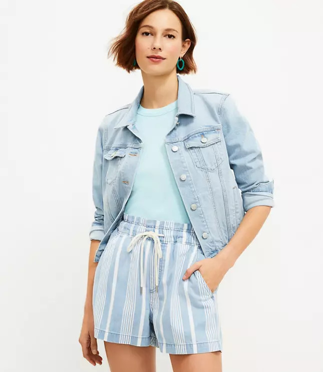 Denim Emory Shorts in Blue Stripe | LOFT