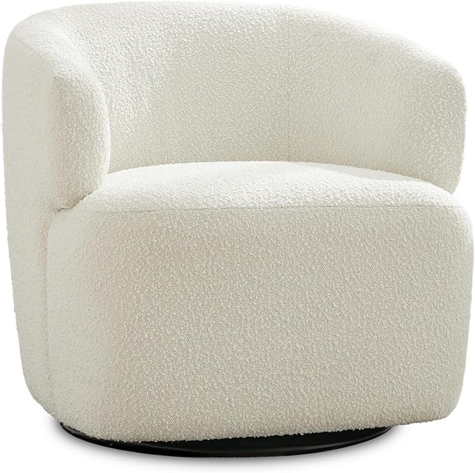 Swivel Accent Chair, Sherpa Teddy Barrel Chair for Living Room, Cozy Round Boucle Arm Chair, Meta... | Amazon (US)