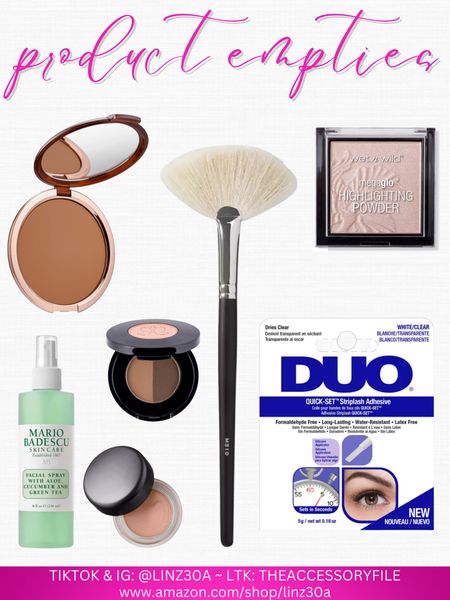 Products I’ve used and have finished & will order again.

Bronzer: Medium Deep
Highlighter: Blossom Glow
Brow Powder: Dark Brown
Paint Pot (used as eyeshadow primer): Painterly

Bronzer, makeup, cosmetics, Ulta sale, makeup brushes, highlighter brush, fan brush, facial spray, quick dry eyelash glue 

#LTKbeauty #LTKstyletip #LTKunder50