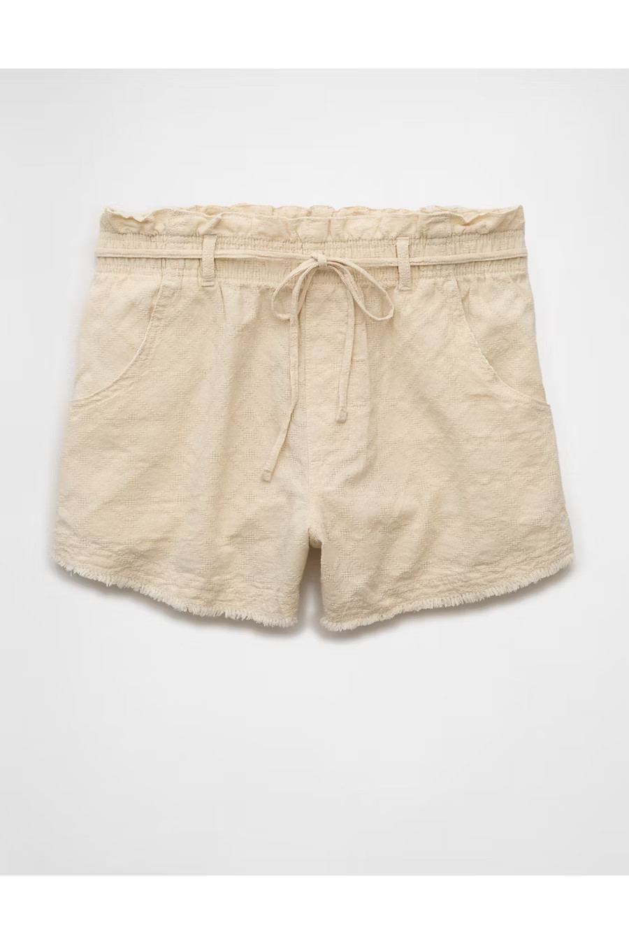 AE High-Waisted Paperbag Waist Short Women's Cream XXS | American Eagle Outfitters (US & CA)