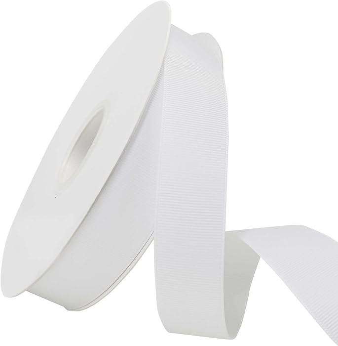 1 inch White Grosgrain Ribbon 50 Yards for Gift Wrapping Weddings DIY Floral Decor Sewing & More | Amazon (US)