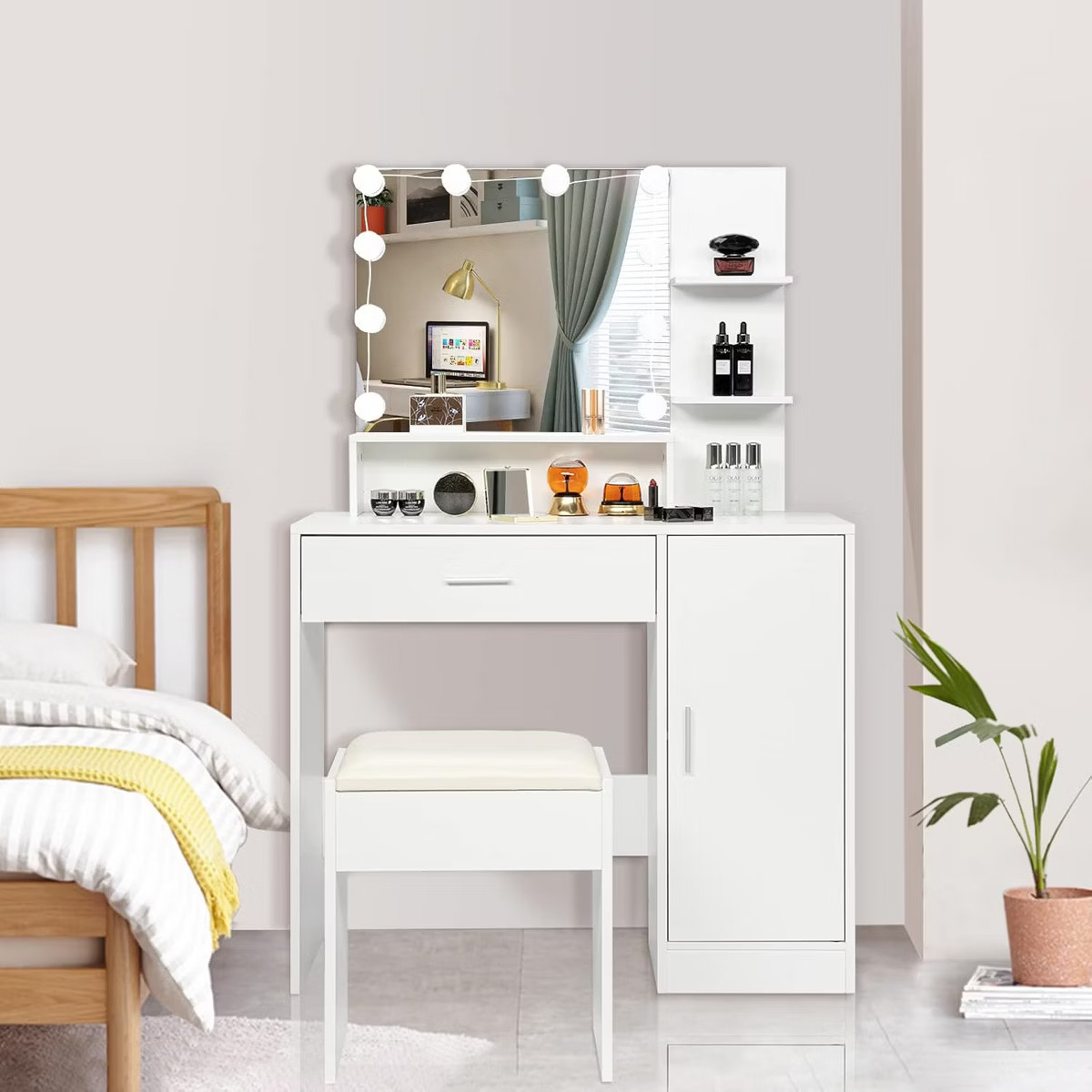 VINGLI Vanity Table Set with Lighted Mirror&Stool, Makeup Vanity Set with 10 LED Lights in 3 Colo... | Target