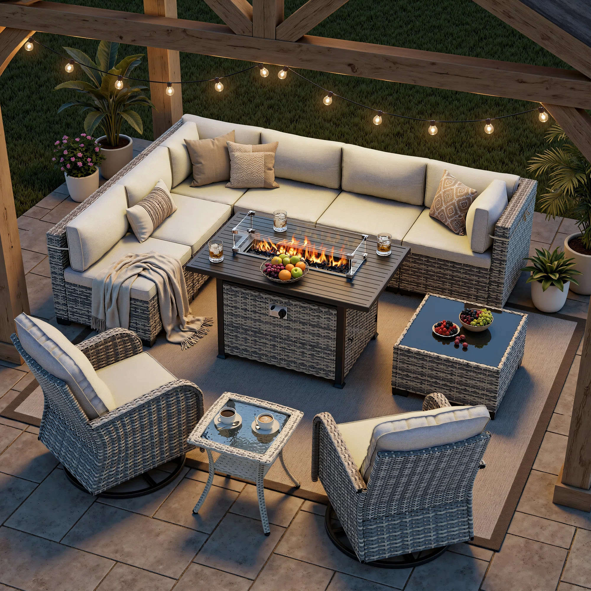 Outdoor Wicker Sectional Seating Group, All-Weather Patio Conversation Set | Wayfair North America