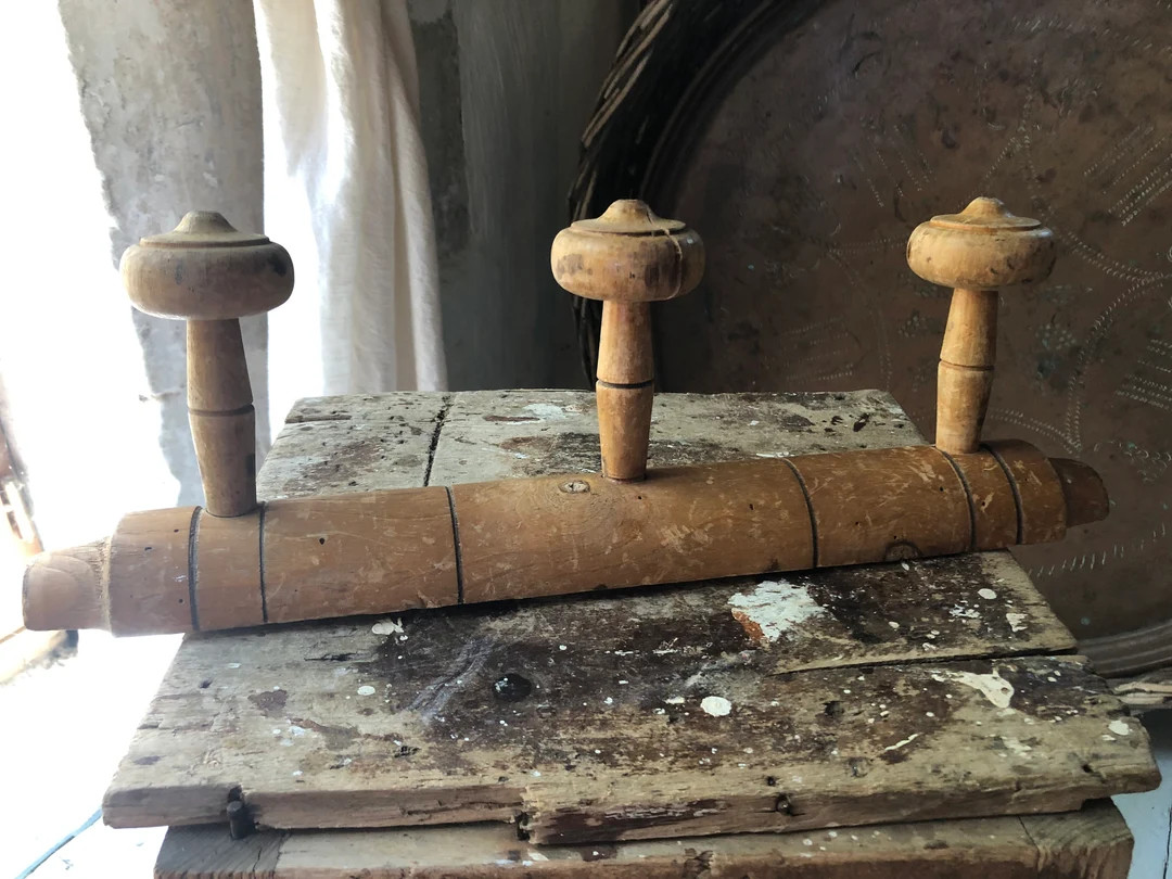 Gorgeous Vintage French Faux Bamboo Wooden Peg Rail/coat Rack, Lovely Worn Wood 3 Large Knobs Ver... | Etsy (US)