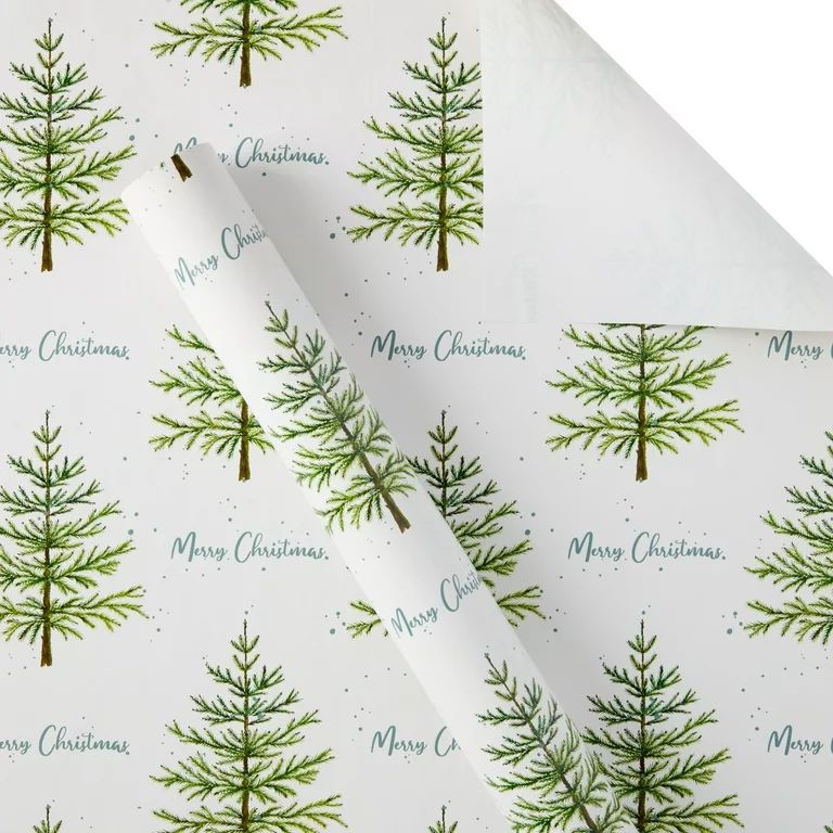 Fine Trees White Kraft Premium Christmas Gift Wrapping Paper, 30 in, 80 sq ft, by Holiday Time - ... | Walmart (US)