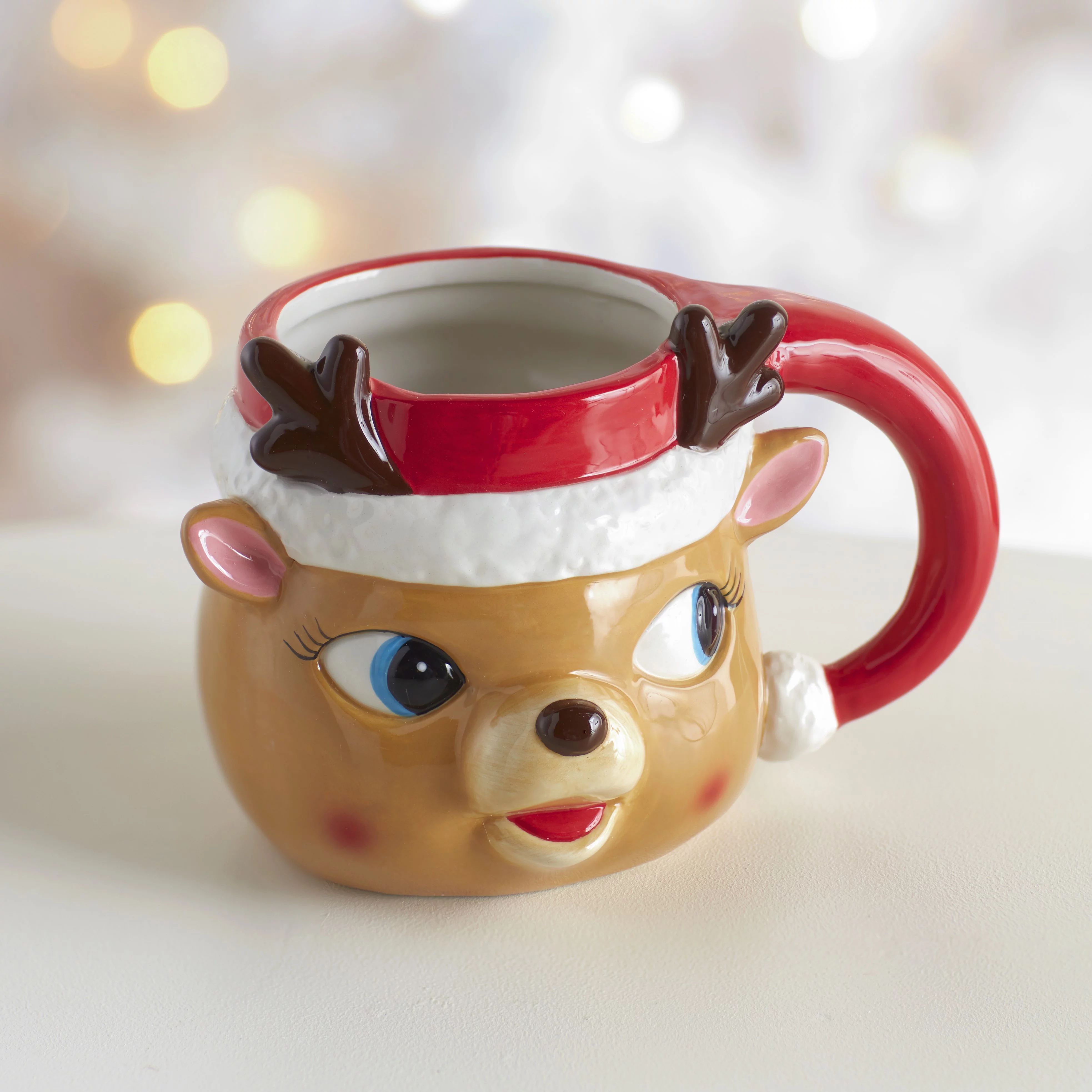 Vintage Style Holiday 12 oz. Coffee Mug with Accent Handle - Reindeer - Walmart.com | Walmart (US)