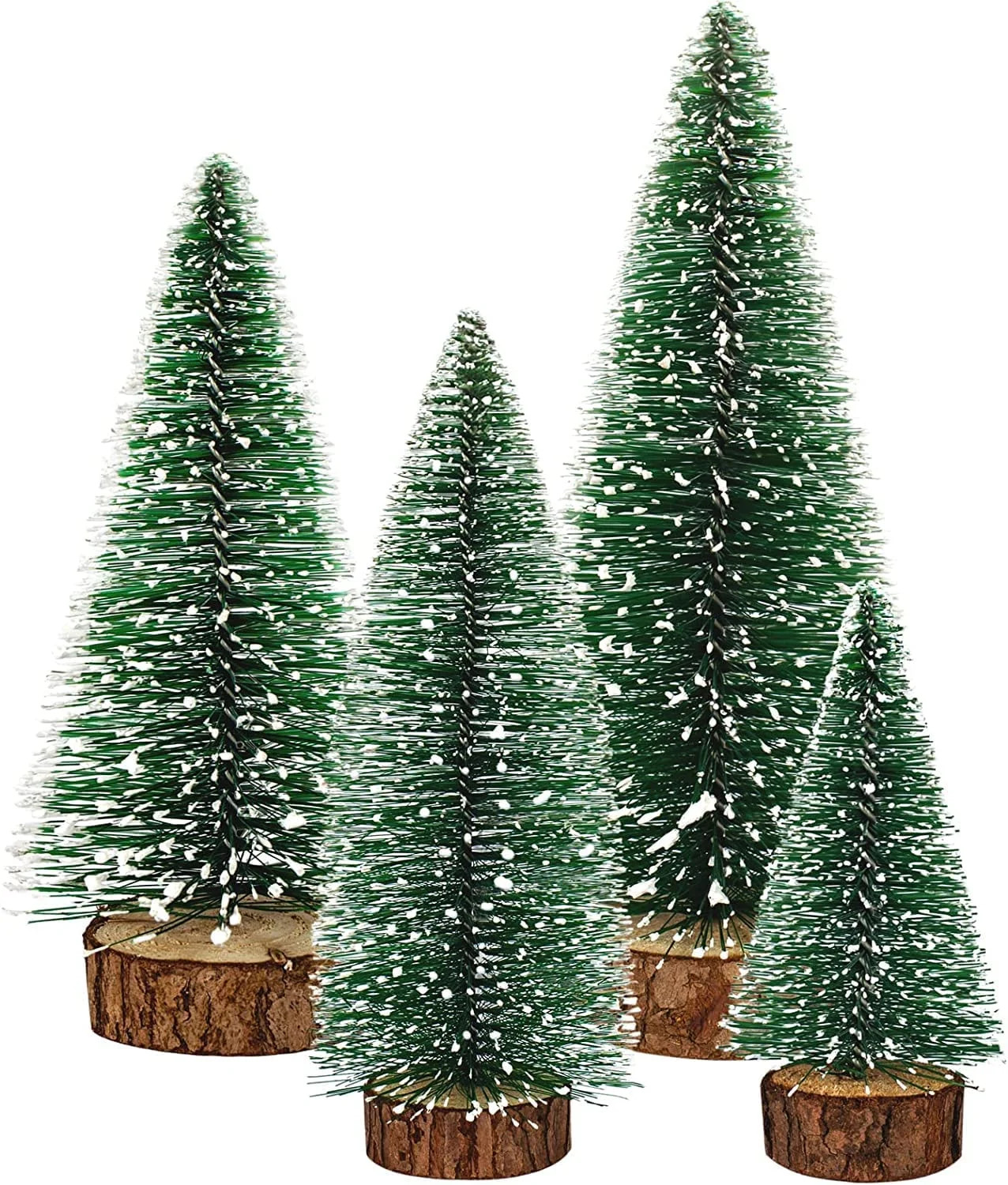 Mini Christmas Tree, 4 Pcs Table Top Christmas Tree with Wooden Bases Small Bottle Brush Pine Tre... | Walmart (US)