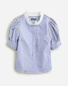 Puff-sleeve button-front shirt in stripe | J.Crew US