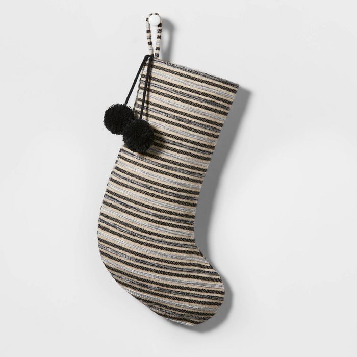 Woven Christmas Stocking Black Stripe - Wondershop™ | Target