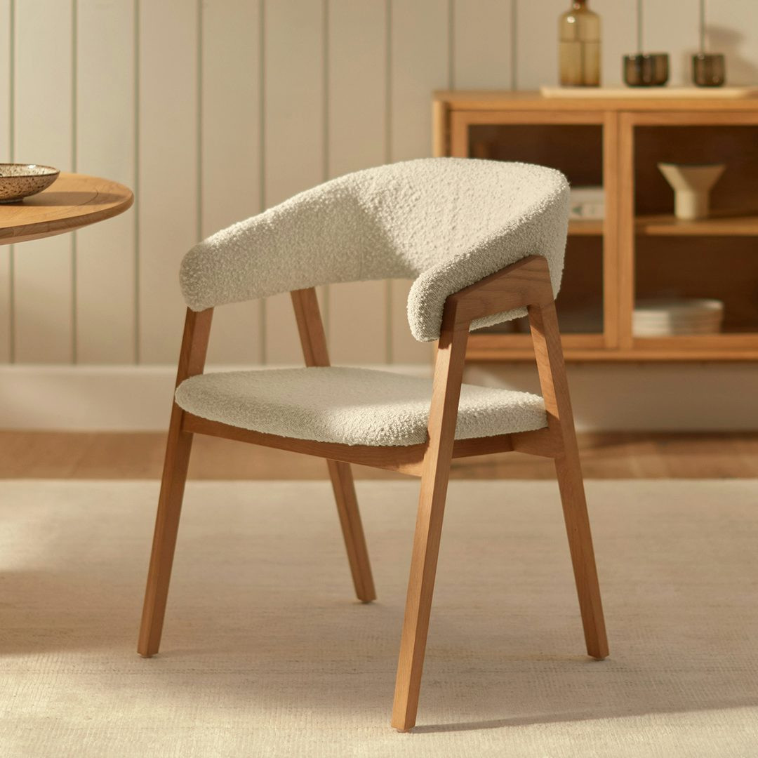 Josra Dining Chair - Oak and Ivory Bouclé | Article