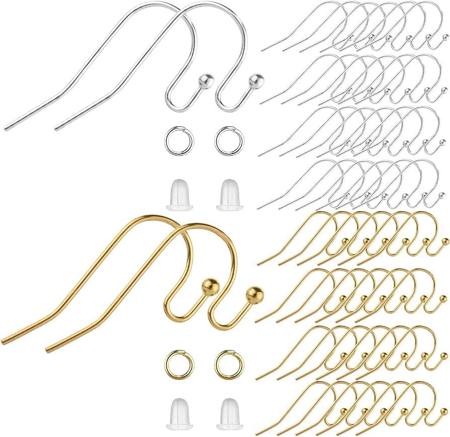 Earring Hooks, 600pcs Hypoallergenic Earrings Making kit(Silver and Gold) Earrings Finding Compon... | Amazon (US)