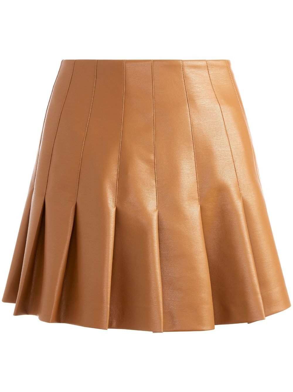 alice + olivia Carter faux leather pleated skirt - Brown | Farfetch Global