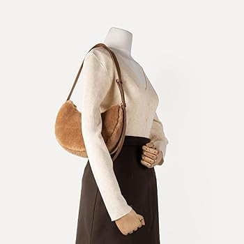 Fur Purses for Women Faux Fur Bag Winter Furry Purse Fluffy Tote Bag Fuzzy Crescent Shoulder Bag ... | Amazon (US)