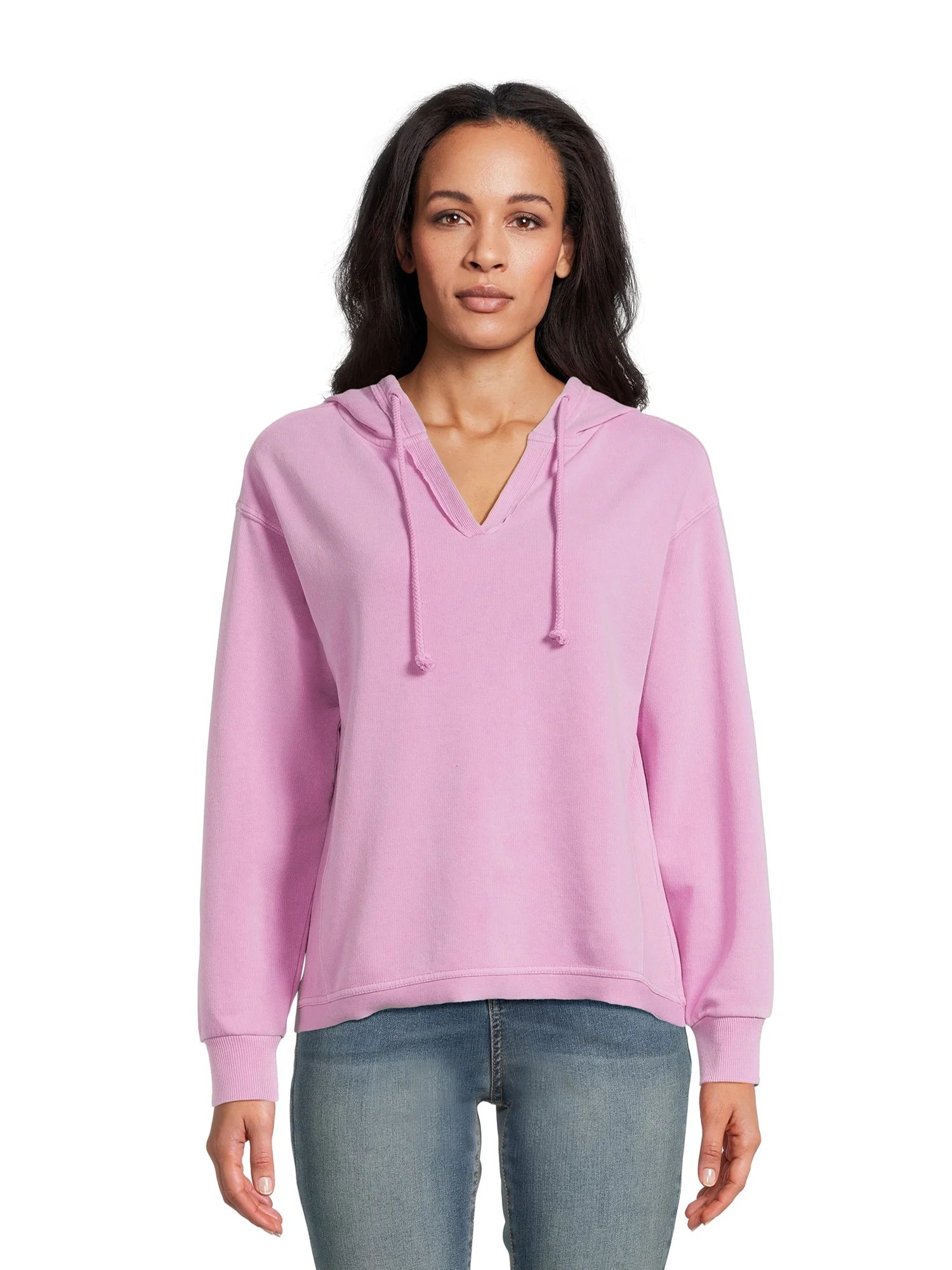 Time and Tru Women's Split Neck Hoodie, Sizes XS-XXXL | Walmart (US)