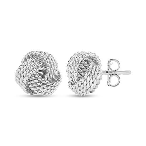 LeCalla 925 Sterling Silver Love-Knot Stud Earrings Jewelry Italian Design Diamond-Cut Twisted Wire Love Knot Earring for Women 8mm | Amazon (US)