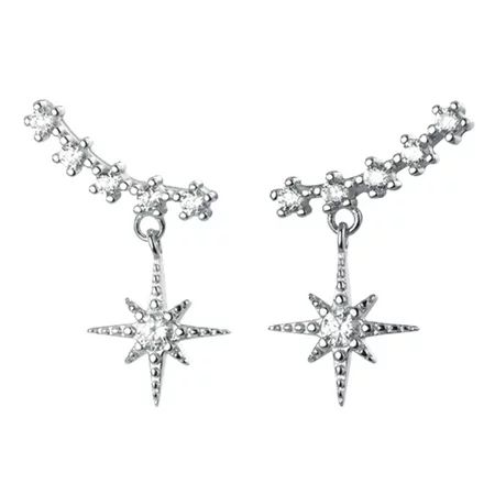 Heiheiup Silver Needle Earrings French Personality Lucky Diamond Star Earrings Simple Fashion Earrin | Walmart (US)