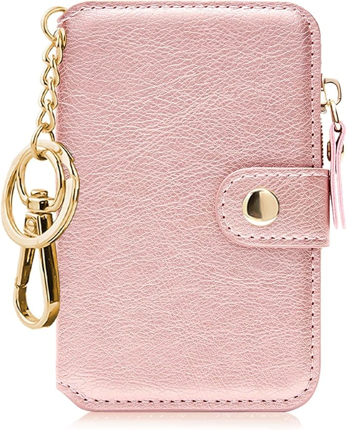 Keychain wallet, Rfid Blocking Credit Card Holder Leather, Zipper Card Case for Women | Amazon (US)