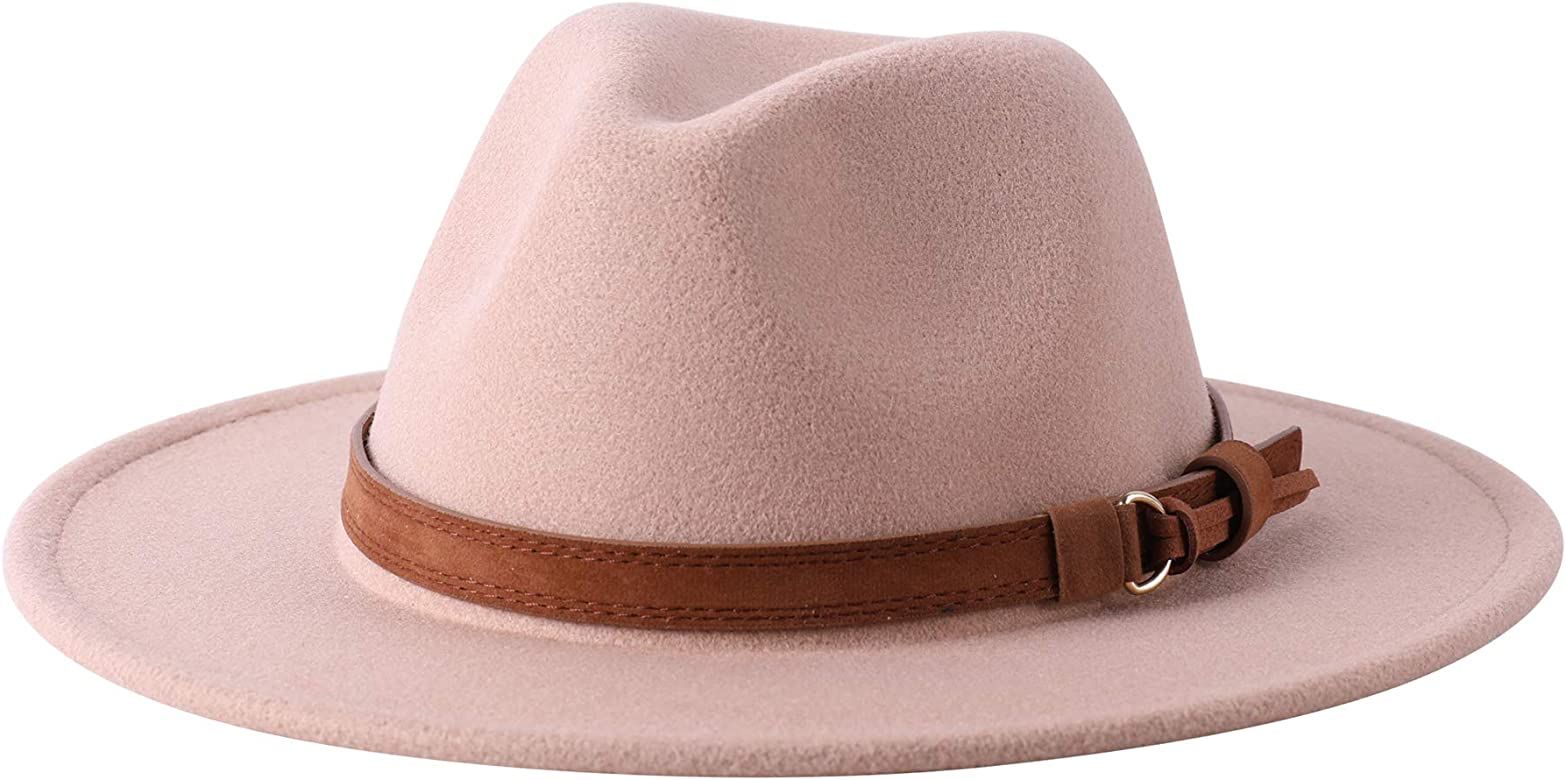 Lanzom Kids Girls Vintage Wide Brim Wool Felt Bowler Cap Bowknot Floppy Fedora Hat | Amazon (US)