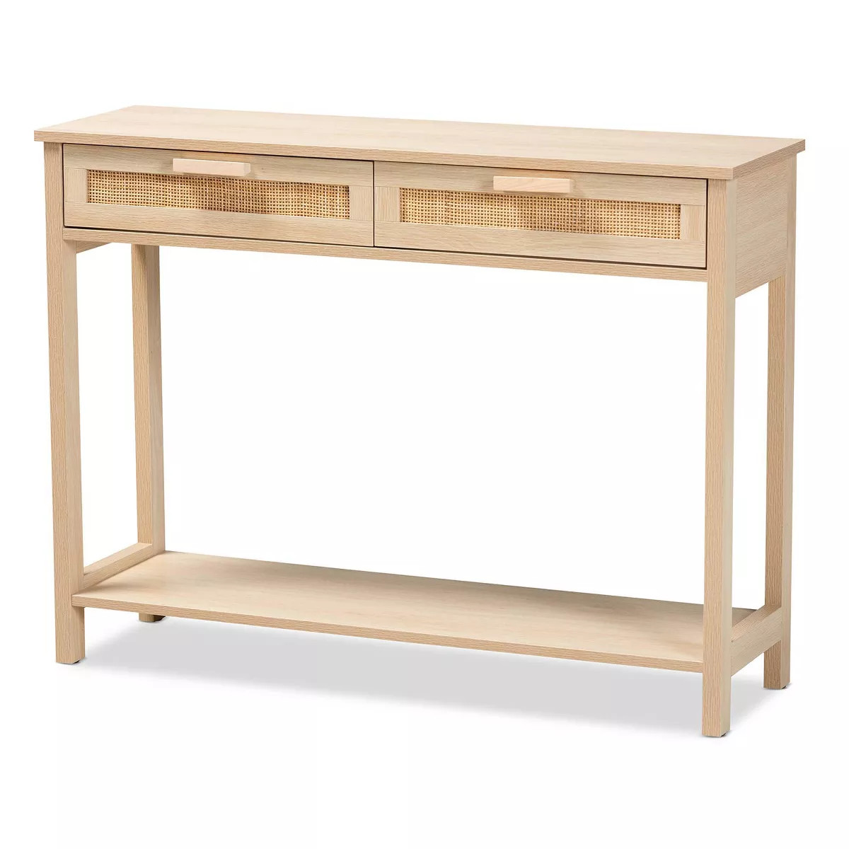 Sebille Wood 2 Drawer Mid-Century Console Table with Shelf - Baxton Studio | Target