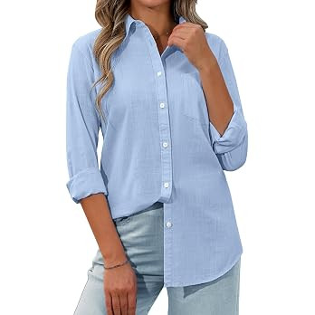 siliteelon Womens Button Down Shirt Linen Button Up Shirts for Women Long Sleeve Summer Shirt Col... | Amazon (US)