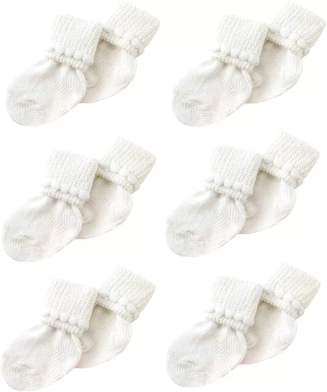 Nurses Choice Newborn Baby Boy & Girl Socks Includes 6 Pairs of Cotton Socks