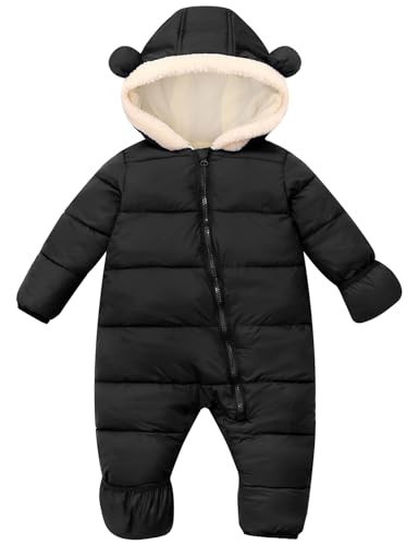 Newborn Snowsuit 0-6 Months Clothes Winter Baby Boy Outfit Black Snow Jacket 6 Month Baby Boy Puffer Coat with Hood | Amazon (US)