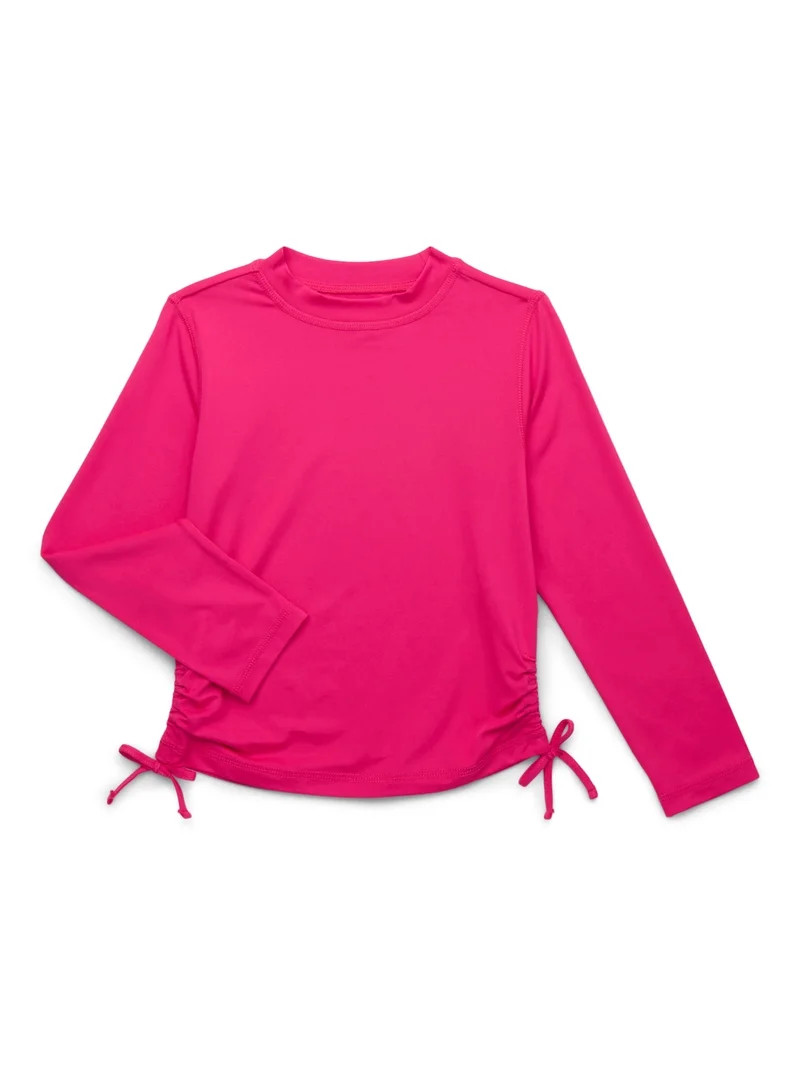 Wonder Nation Girls Long Sleeve Rash Guard with Side Tie and UPF 50+, Sizes 4-18 & Plus | Walmart (US)