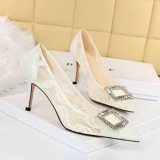 Stiletto Heel Rhinestone Buckle Pumps | YesStyle Global