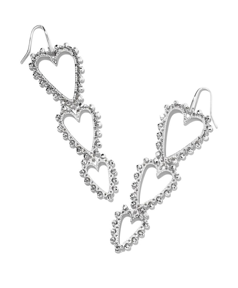 Beaded Ansley Heart Statement Earrings in Silver | Kendra Scott