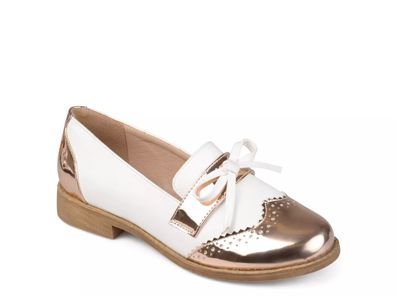 Journee Collection Gloria Loafer - Women's - Rose Gold Metallic/White - Size 5.5 | DSW
