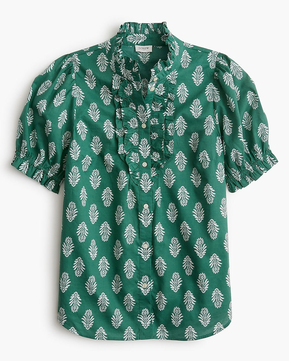 Printed ruffle-placket blouse | J.Crew Factory
