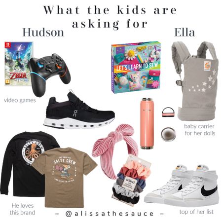 What the kids are asking for?
I am trying to get ahead on my Christmas shopping and I’m buying the kids gifts early. My son wants video games, books, new art supplies and some of his favorite shirts. My daughter is asking to learn to sew, high top sneakers and a baby carrier for her dolls

#LTKHoliday #LTKkids #LTKSeasonal