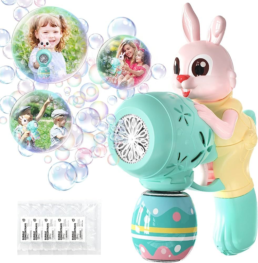 Aliex Bubble Gun Rabbit Bubble Machine for Toddlers, Automatic Bubble Blower with 5 Bubble Soluti... | Amazon (US)