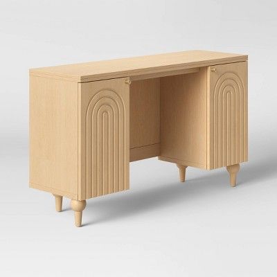 Arches Writing Desk with Storage Cabinets Natural - Threshold™ | Target