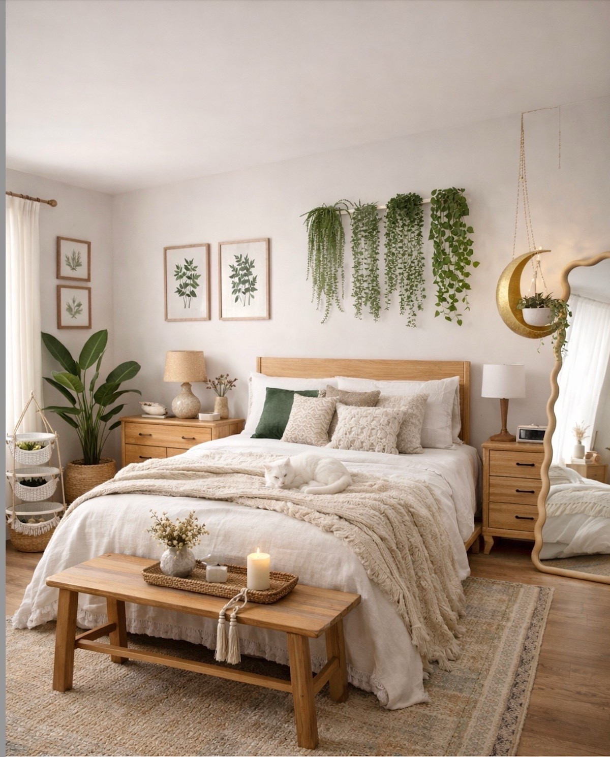 Boho Bedroom Decor with Hanging Moon Planter Create a dreamy boho bedroom with warm neutrals, natural textures, and a stunning hanging moon planter as the statement piece. This cozy space blends earthy tones, soft linens, and celestial decor for a calm, aesthetic bedroom that feels both modern and magical. Perfect inspiration for boho home decor lovers, small bedroom styling, and unique planter ideas. #bohobedroom #bohodecor #bohohome #bedroominspo #bohobedroomdecor #homeinspo #aestheticbedroom #moonplanter #hangingplanter #plantdecor #indoorplants #cozyhome #neutralhome #earthydecor #modernboho #homeideas