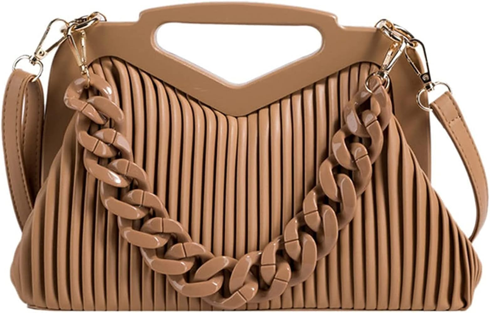 Ladies Acrylic Chain Cloud Clutch Handbag, Cloud Bag ​dumpling Shoulder Bag Women Pouch-Ruched Chain | Amazon (US)