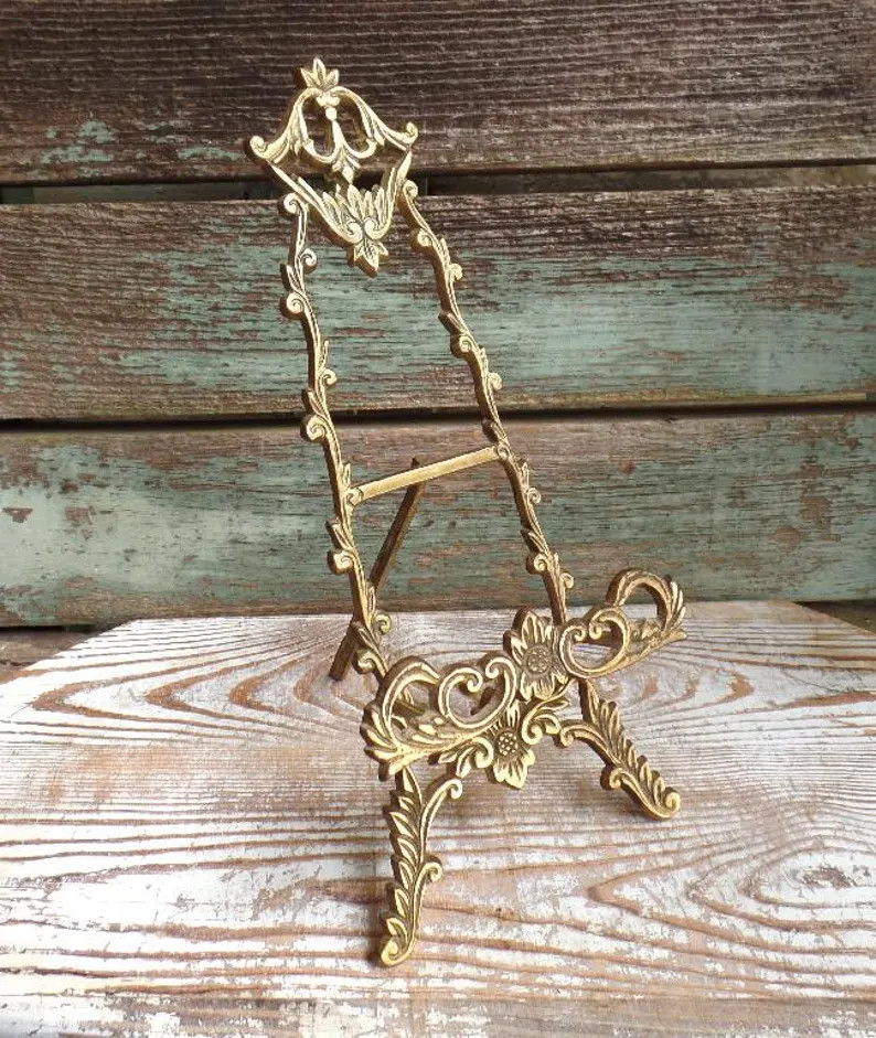 Vintage Brass Easel Ornate Photo Holder Brass Display Piece 9 1/4" Tall | Etsy (Global)