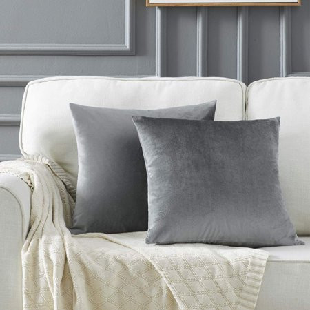 Decorative Throw Pillow Covers 24 x 24 Sofa Cushion Grey Pillow Covers Velvet Pillow Square Cushion  | Walmart (US)