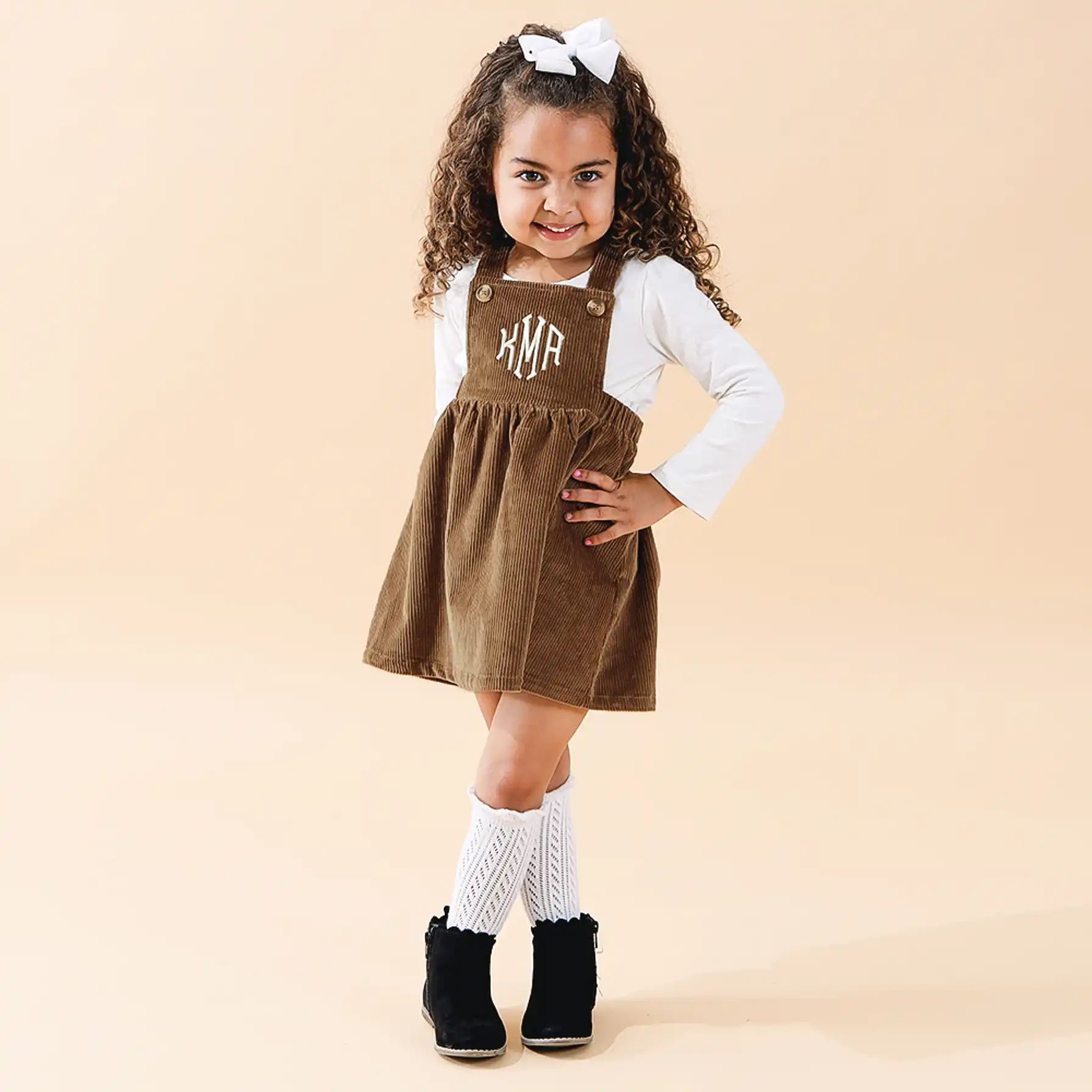 Monogrammed Kids Overall Dress | Marleylilly