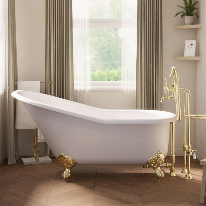 Charlotte Cast Iron Slipper Clawfoot Tub - No Faucet Drillings | Vintage Tub & Bath