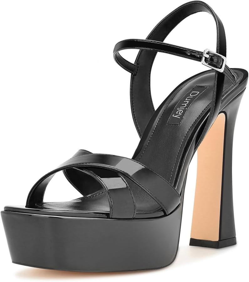 Platform Heels for Women Chunky High Heel Sandals with Ankle Strap, Open Toe Dress Shoes for Work... | Amazon (US)