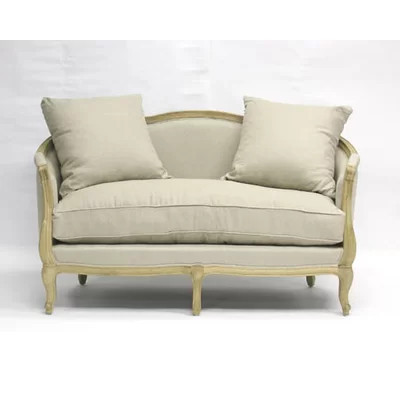 Gracia 61" Linen Recessed Arm Loveseat with Reversible Cushions | Wayfair North America