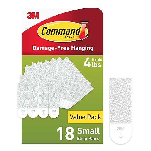 Command 4 lb Small Picture Hanging Strips 18 Pairs (36 Command Strips), Damage-Free Hanging Pictu... | Amazon (US)