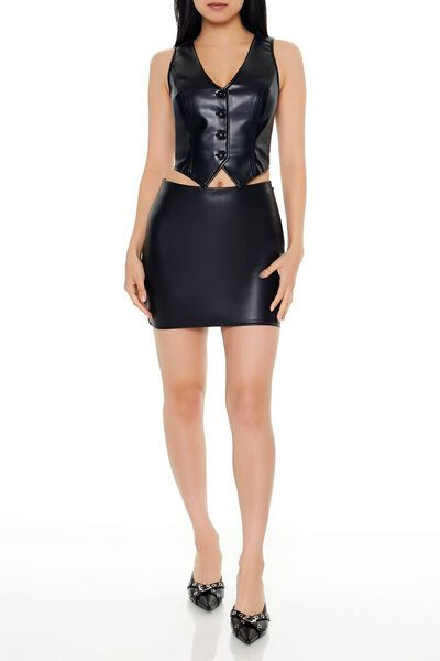 Faux Leather Notched Vest | Forever 21