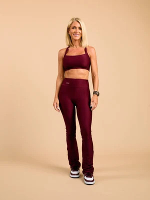 Rise Herringbone Mini Flare Legging Wine / M / Long - 33" | Day1 Fitness