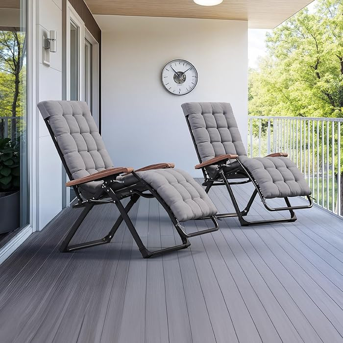 PURPLE LEAF Oversized Outdoor Reclining Chair Set of 2 Patio Zero Gravity Chaise Lounge Folding C... | Amazon (US)